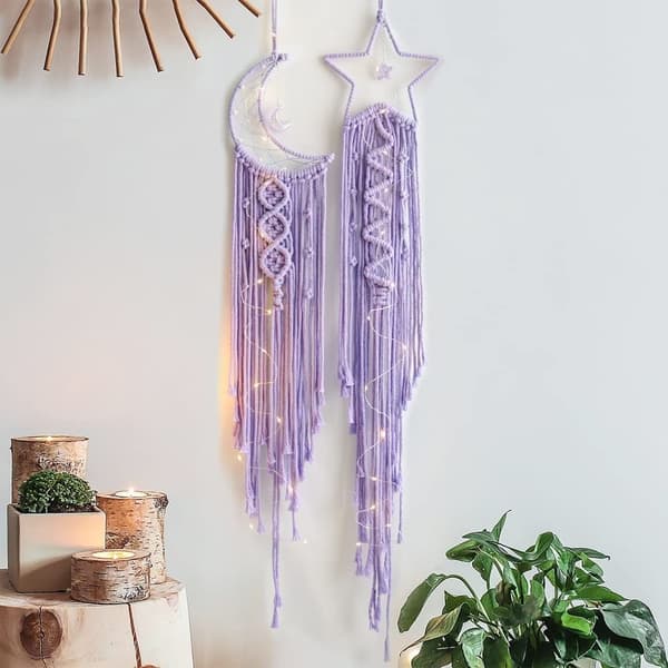 2 ST Drömfångare Star Moon Drömfångare Boho Dream Catcher