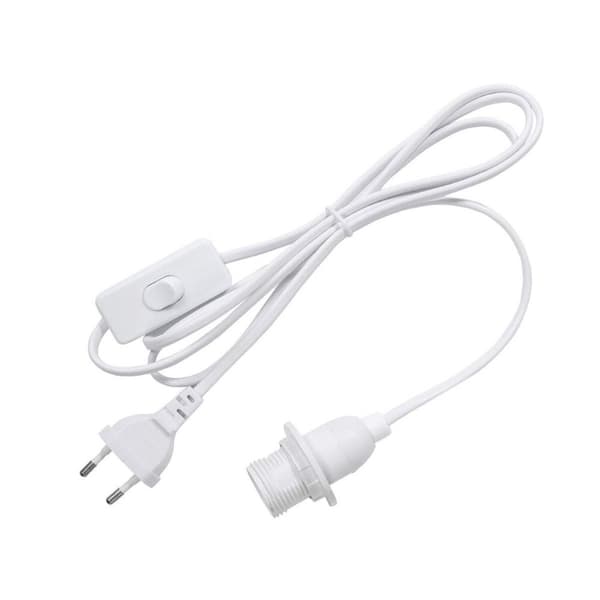 Lampe Sokkel Holder Strømledning Kabel HVIT white