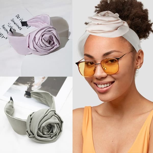 Blomster pannebånd Bred hårbøyle GRÅ grey