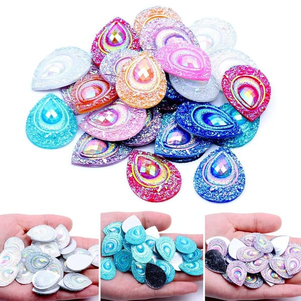 20g 18*25mm Glitter Vanndråpe Rhinestone Flatback Applique dark blue