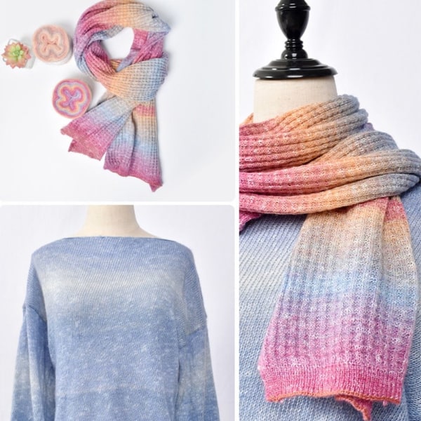 250M Rainbow Mohair Garn Gradient Farge Kakegarn 09 09 09