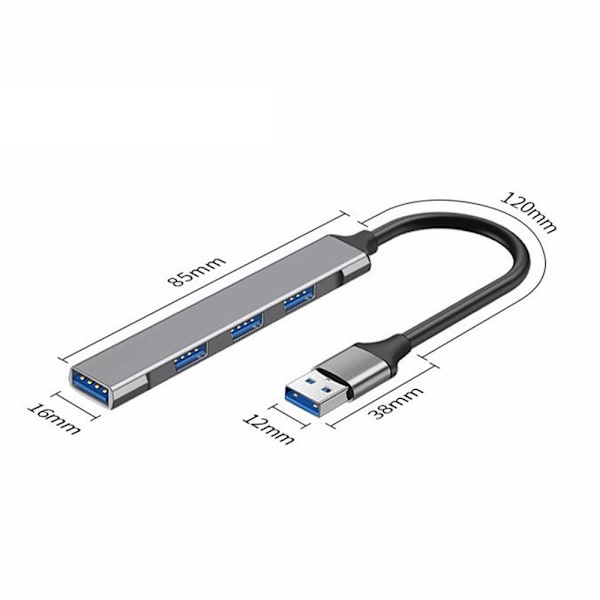 USB 3.0 Hub Type-C -jakaja USB VAALEANHARMAA USB VAALEANHARMAA USB Light Grey