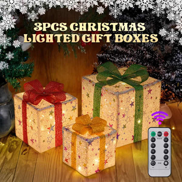 3st Dekoration Upplysta presentaskar Jul LED-lampor A A A