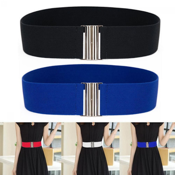 Silverspänne Bred Stretch Elastisk Korsett Midjeband svart