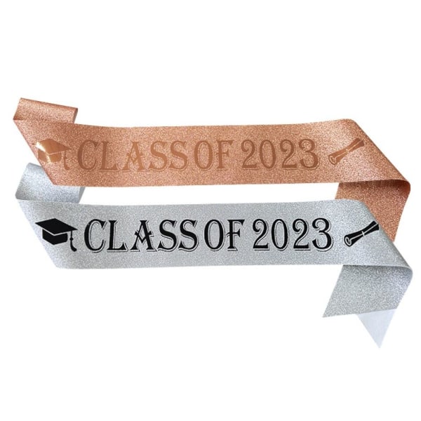 2023 Graduation Sash Graduated Satin SILVER silver