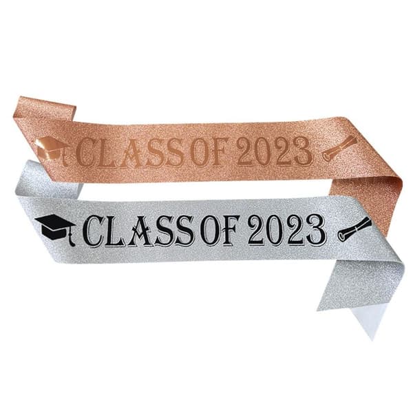 2023 Graduation Sash Valmistunut Satin SILVER silver