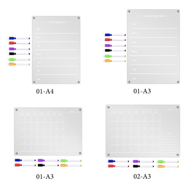 Kjøleskapsklistremerke Kalender Board Planner 01-A3 01-A3 01-A3