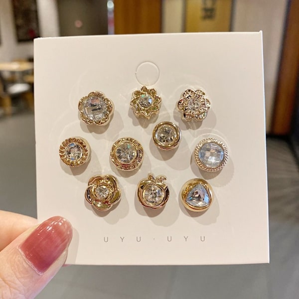 Knapp Brosje Perle Rhinestone Button 06 06 06