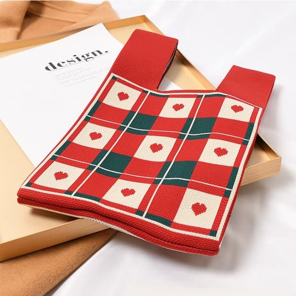 Stickad handväska tygväska 4 4 4