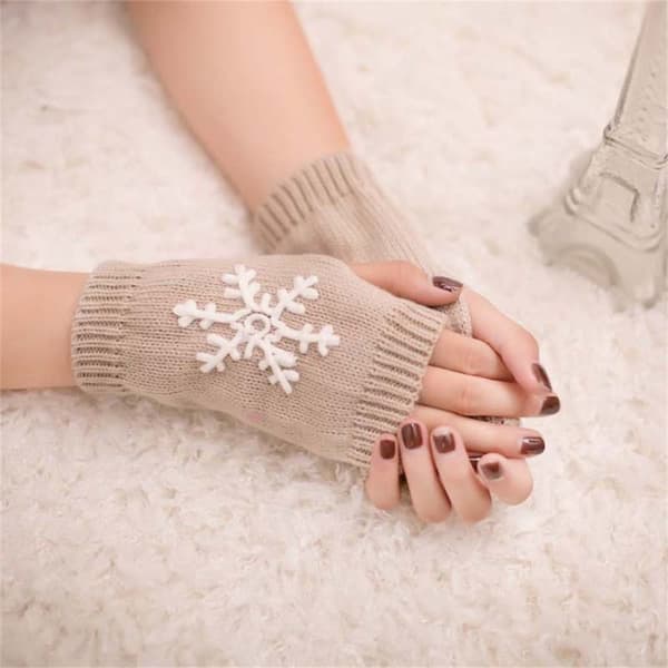 Strikkede Handsker Half Finger Handsker HVID white