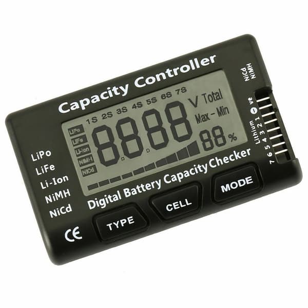 7 Digital batterispenningstester Kapasitetskontrollertest Black