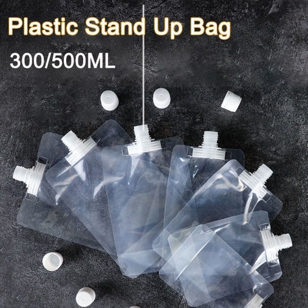 20 stk Plast Stand Up Bag Gennemsigtig dysepose 20PCS-500ML 20pcs-500ml