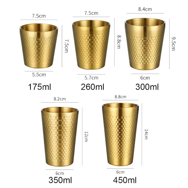 Dobbeltvegg ølkopper Kaldtvannsdrikkekopp GULL 450ML gold 450ml