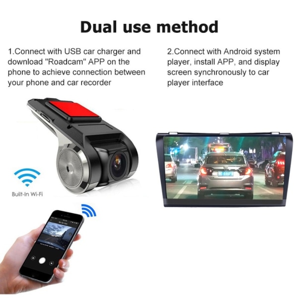 Dash Cam Driving Recorder Bilvisningskamera 1080P