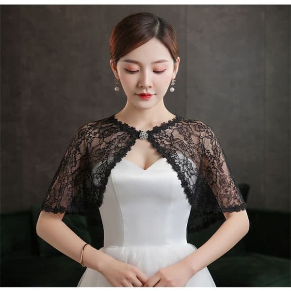 Bride Shawl Evening Prom Cape SORT black