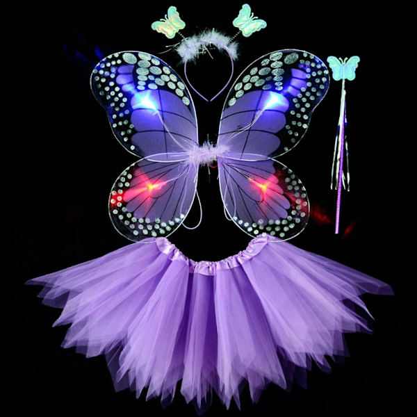 LED-lasten pukurekvisiitta Butterfly Wings -setit PURPLE 4KPL/ SET Purple 4pcs/set-4pcs/set