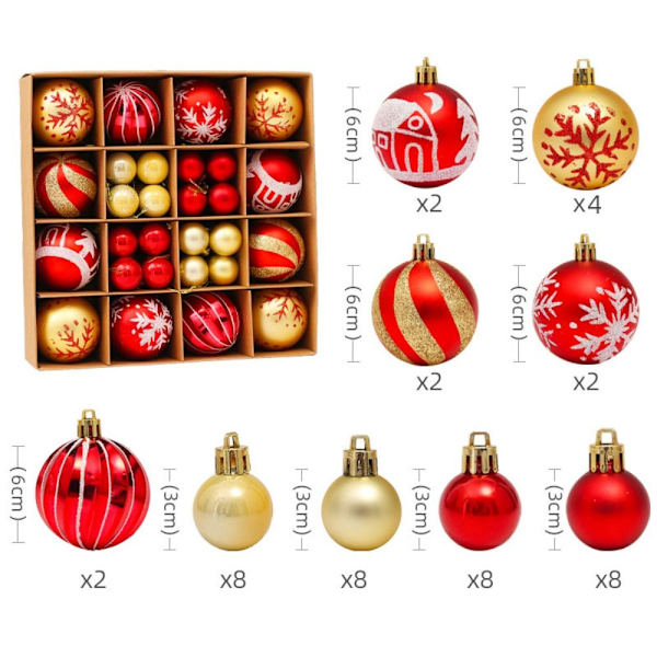 Juletre hengekuler Juleball 42STK SETT E 42STK SETT E 42pcs set E