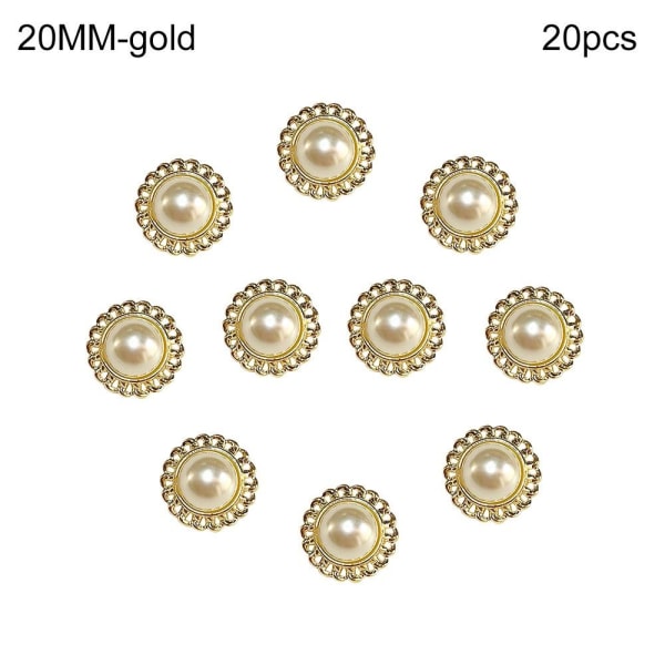20st Metal Pearl Buttons Skjorta Buttons GULD 20MM20ST 20ST gold 20MM20pcs-20pcs