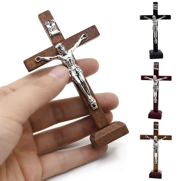 Kryds Bordpynt Krucifiks Jesus Statue SORT Black