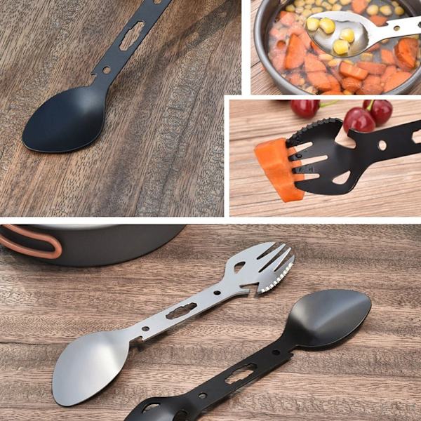 Outdoor Fork Spoon Pullonavaaja MUSTA Black