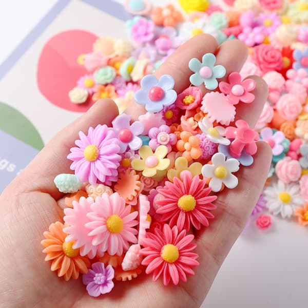 Blompärlor Resin Berlocker Utsmyckningar
