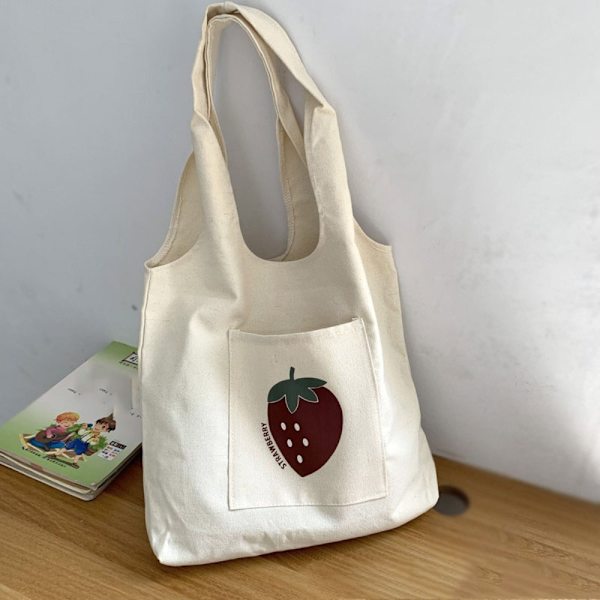 Indkøbstaske Tekstmønstertryk Beige Taske E E E