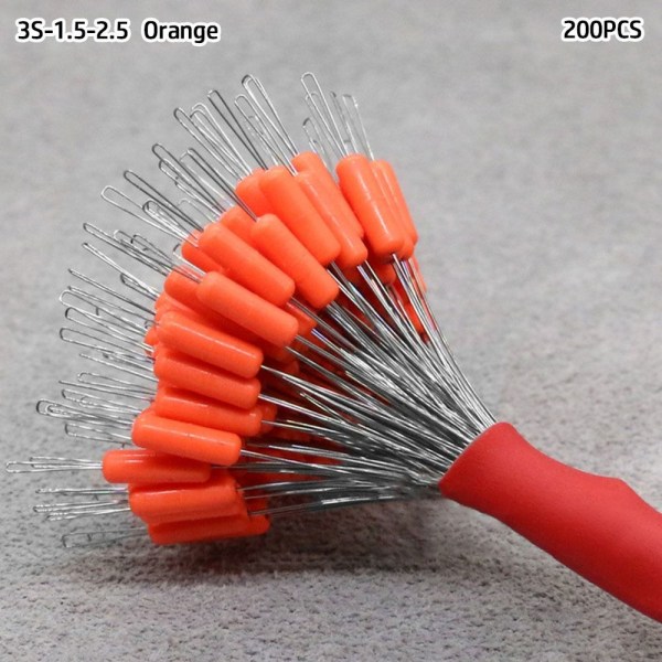 200 stk Fishing Bobber Stopper Gummibønne ORANGE 3S-1,5-2,5 Orange 3S-1.5-2.5-3S-1.5-2.5