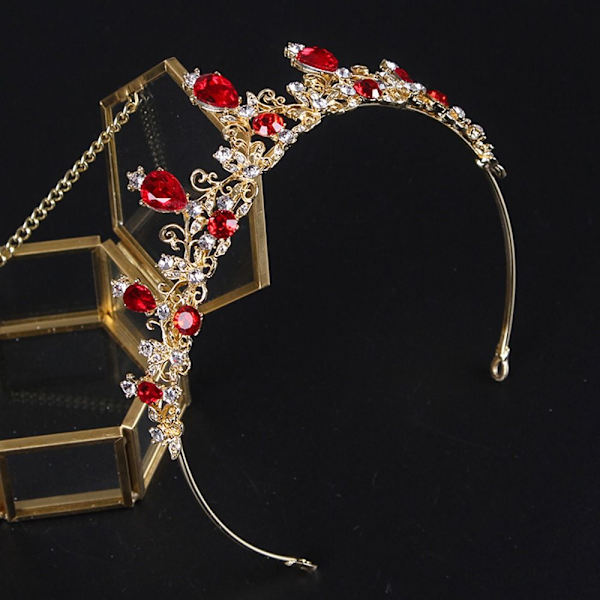 Princess Crystal Tiaras Rhinestone Hårbøyle RØD red