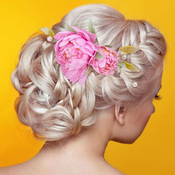 Flower Hair Clip Pearl Floral Hair Pins PINK Pink