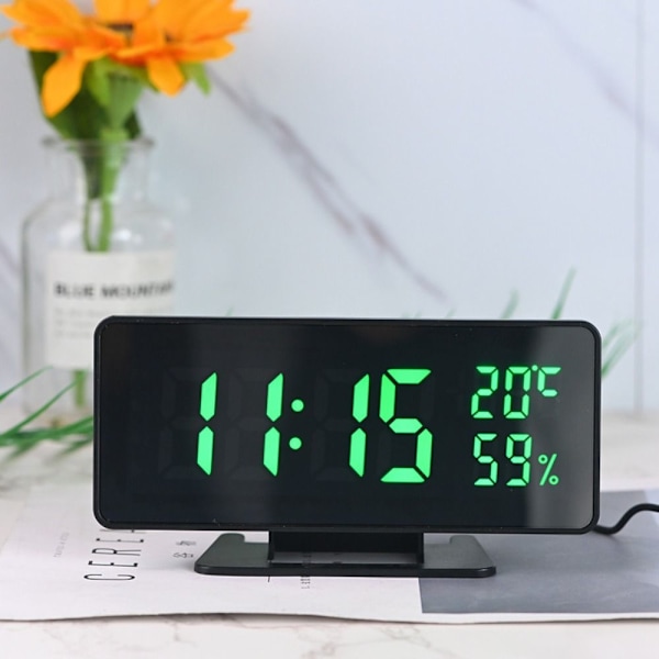 Spejl Digitalt vækkeur LED Display Digitalt vækkeur GRØN Green
