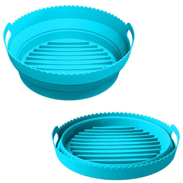Foldbar Airfryer Silikon Pot Kurvforing Mat Non-Stick sort