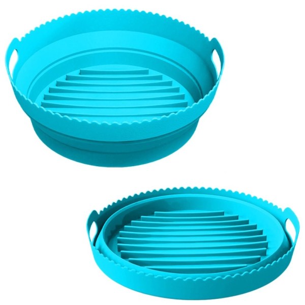 Sammenleggbar Air Fryer Silikon Pot Basket Liner Mat Non-Stick svart