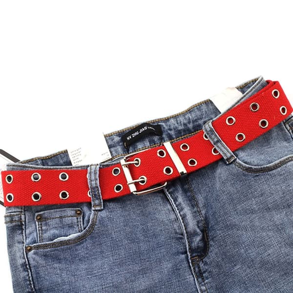 Nylon bälte Dubbelstift Spänne Midjeband RÖD red