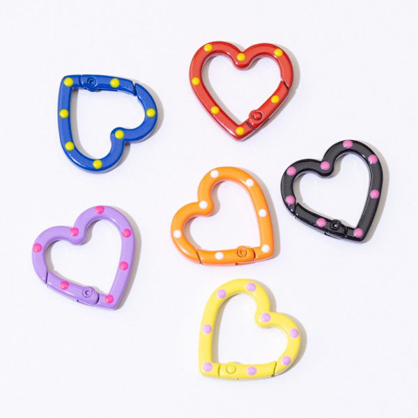 5 st Spring Heart Ring Spännen Karbinhake 4 4 4