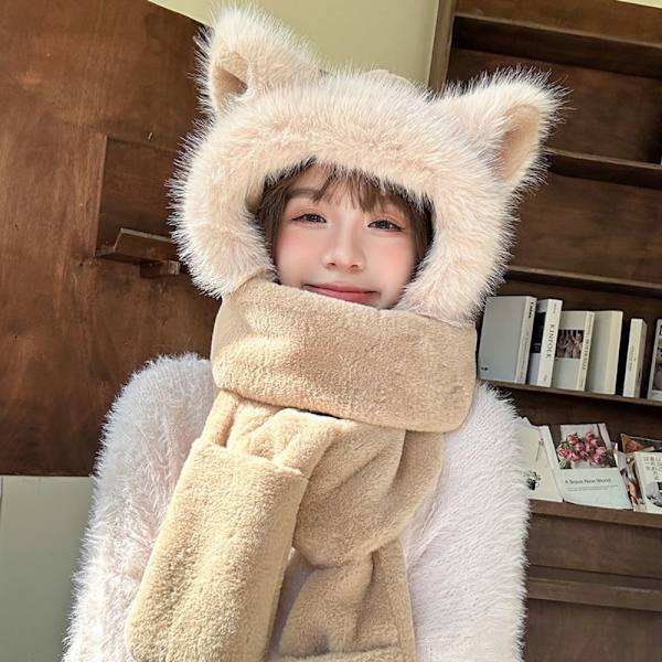 Vintermössa Rävöron Hatt BEIGE LÅNG LÅNG Beige Long-Long