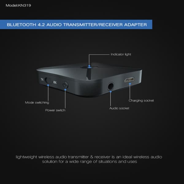 Trådlös Bluetooth Audio Receiver Stereo Audio Receiver USB KN319