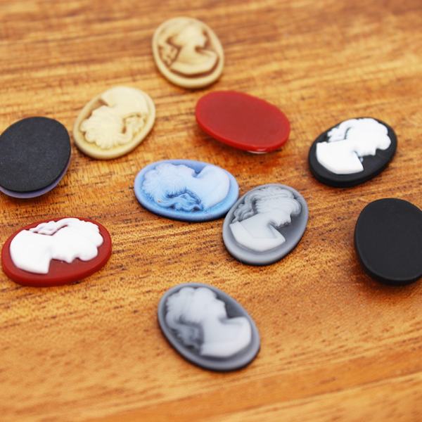 50 kpl Resin Lady Head Cameo Flat Back Cabochons Undrilled Cameo
