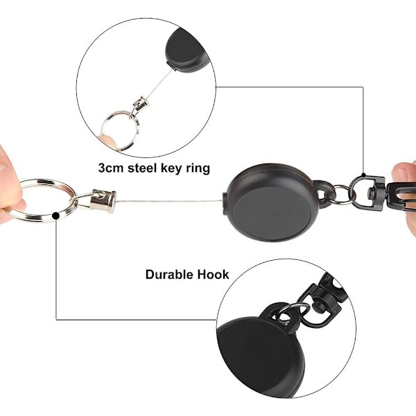 2 stk Teleskop indbrudstyv kæde nøgleholder taktisk nøglering 2pcs