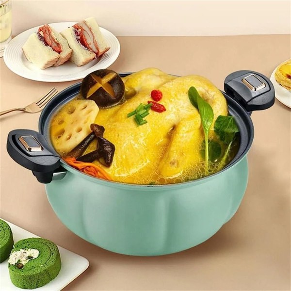 8L Pumpkin Micro Pressure Pot Non Stick Pan GRØNN green