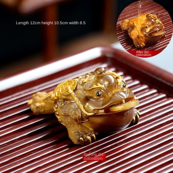Golden Toad Tea Pet Color Changing Tea Pet GULD Gold
