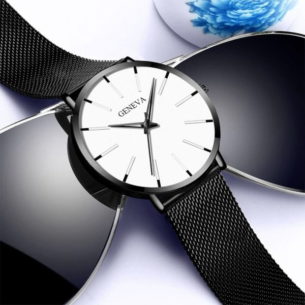 GENEVA Watch Armbandsur Quartz Black&White