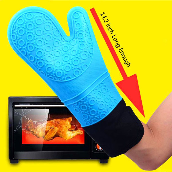 Halkfria ugnsvantar Matlagningssilikonhandskar Orange A pair-A pair