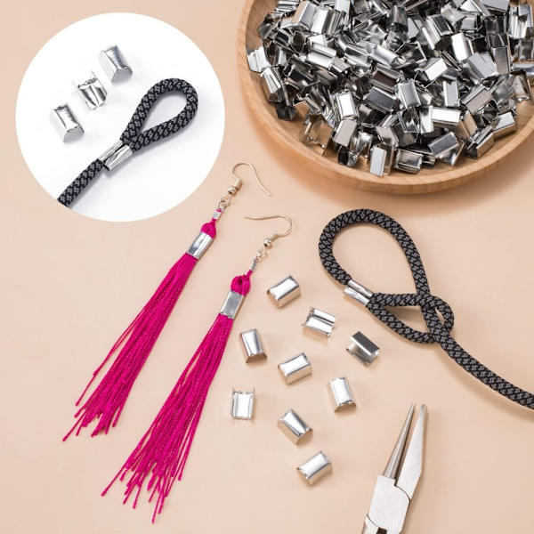 200 kpl metallipuristuspäätykiinnikkeet Crimp Silver Crimp