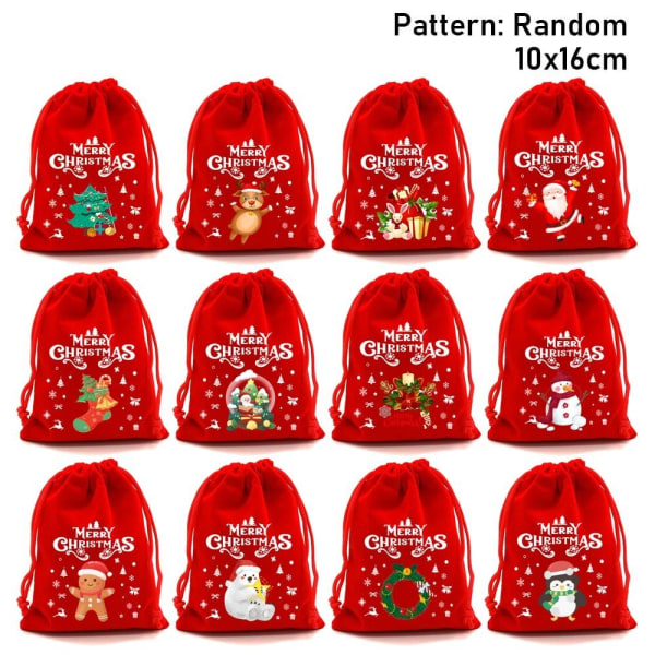 5/10 stk jule fløjlsposer Candy Snack Gavepose 10X16CM10STK 10x16cm10pcs
