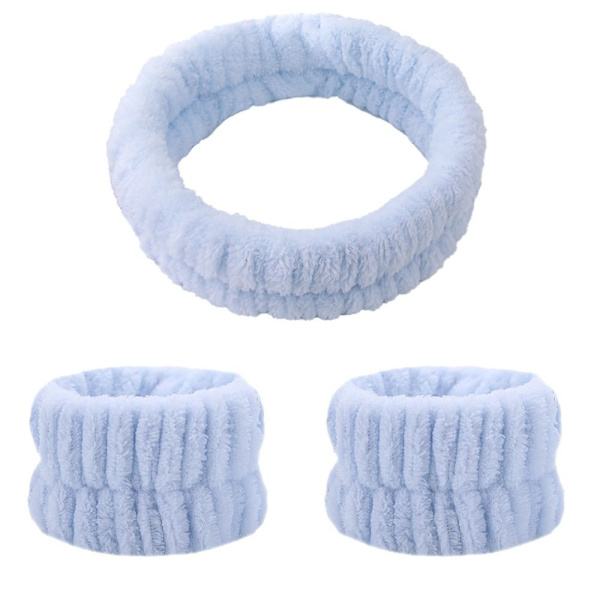 Spa Pannband Face Wash Armband BLÅ Blue