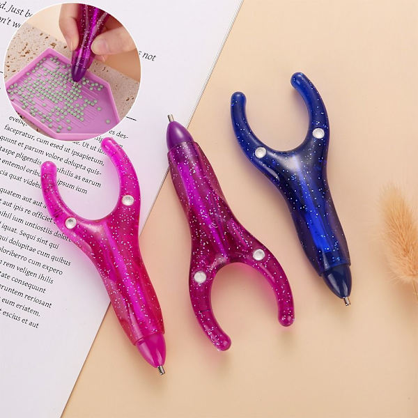 2 Stk Point Drill Pen Diamond Painting Pen LILLA Purple