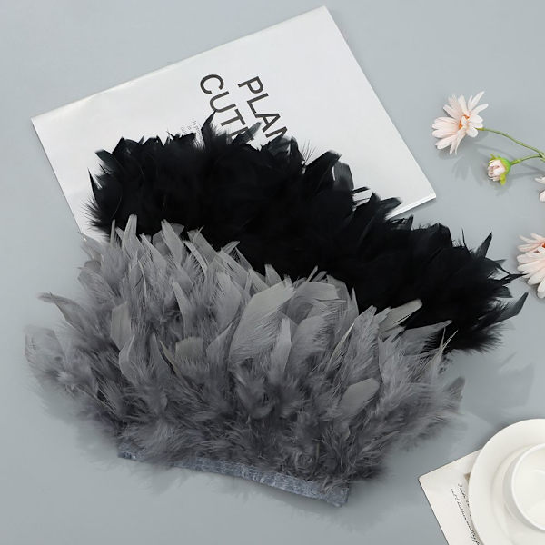 Kalkunfjær Trim Plumes Bånd Selvage HVIT white