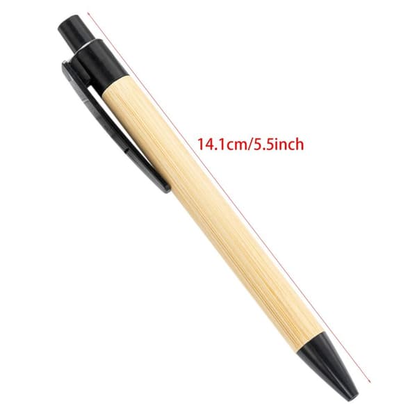 10 STK Bambuspen Kuglepen SORT Blæk SORT Blæk Black Ink