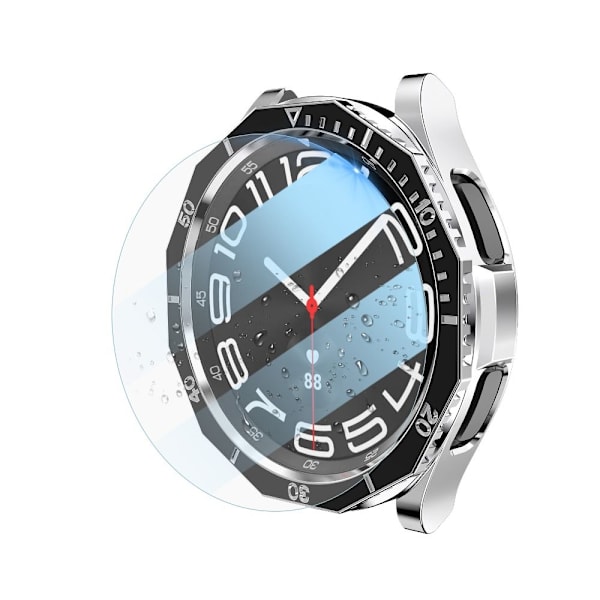 Fodral+ Ramring + Skärmskydd i härdat glas SVART&SILVER Black&Silver 43MM