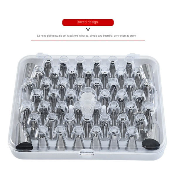 52 kpl Piping Tips Set ruostumattomasta teräksestä valmistettu kuorrutuskakku 52 pcs